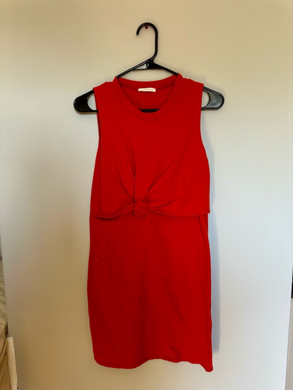 Red Sleeveless Knot Front Dress